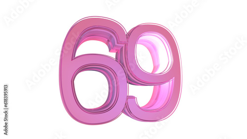 Creative design pink 3d number 69
