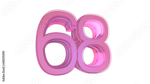 Creative design pink 3d number 68