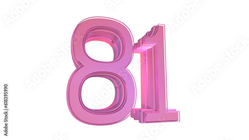 Creative design pink 3d number 81