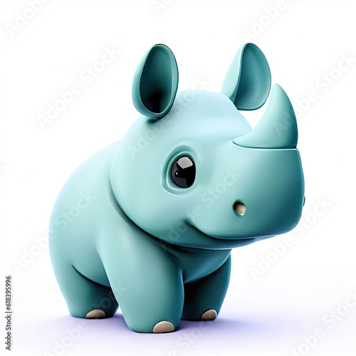 Cute rhinoceros  3D style  creative AI design. 
