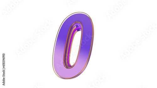Purple glossy 3d number 0