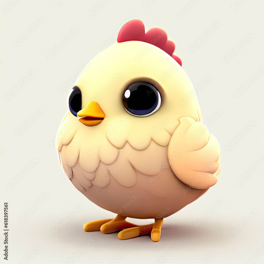 Chicken cute 3D style creative AI design Chicken cute 3D style creative AI design