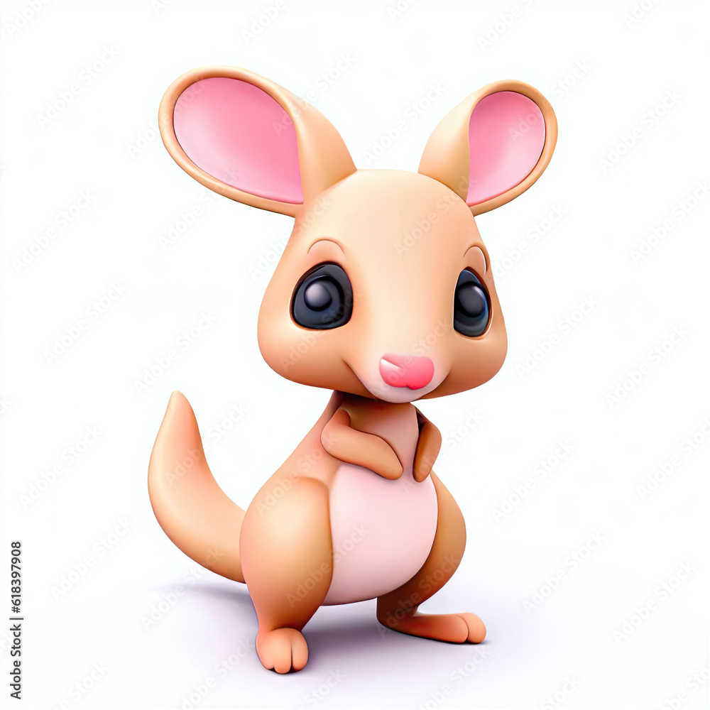 Cute kangaroo 3D style creative AI design