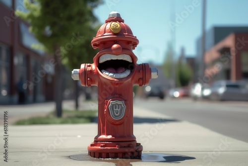 An amused fire hydrant with a laughing face expressiion photo