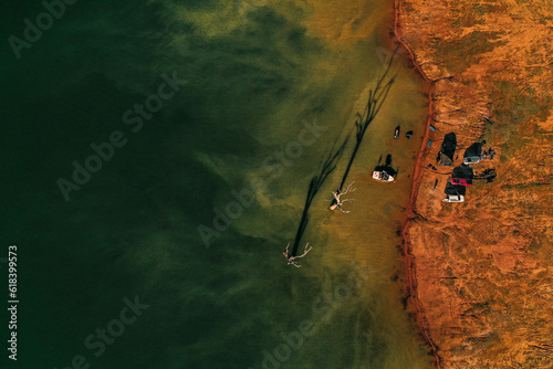 Drone boats on the river