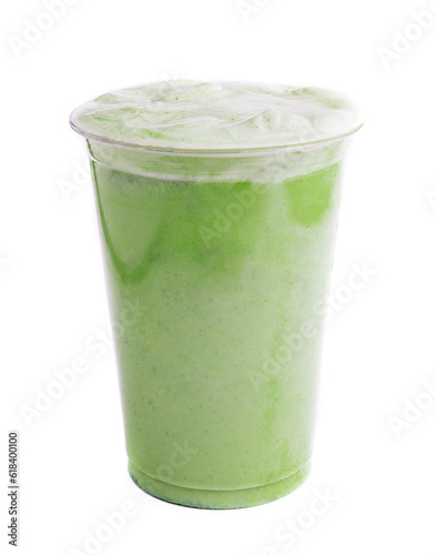 matcha coffee in a plastic cup