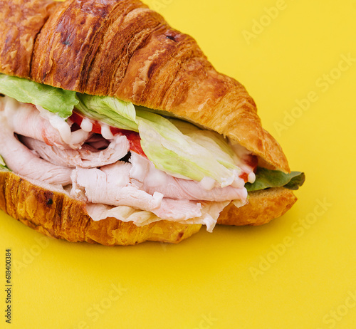 croissant brioche bread with chicken breast and vegetable
