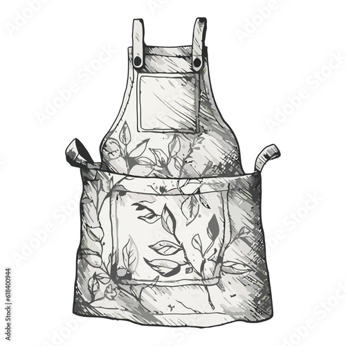 sketching apron with leaves print