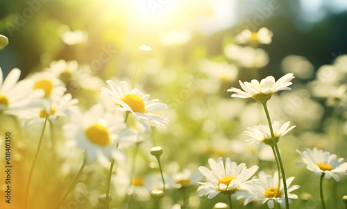 White Daisies in Nature with Soft Blur, AI generated