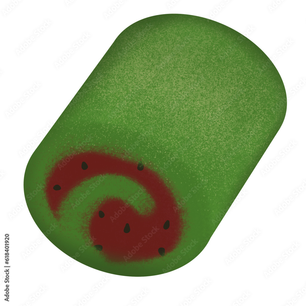 Watermelon cake roll , illustration with png Watermelon cake roll , illustration with png