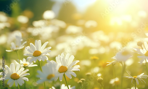 White Daisies in Nature with Soft Blur, AI generated