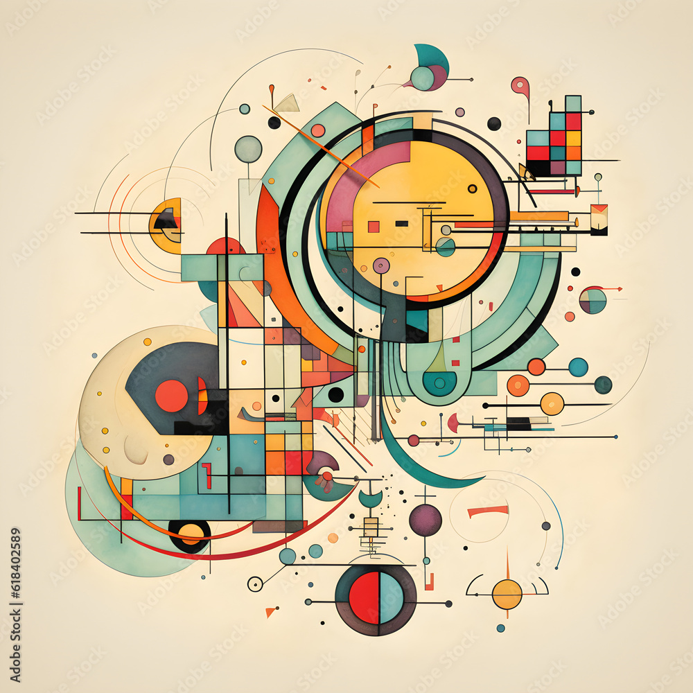 Obraz premium Abstract constructive painting created with Generative AI