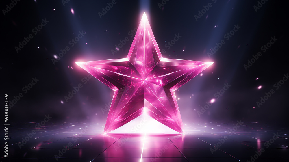 rosa pink Stern mit Lichteffekten auf dunklem Hintergrund. Querformat. Generative Ai. rosa pink Stern mit Lichteffekten auf dunklem Hintergrund. Querformat. Generative Ai.