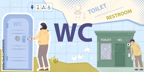 Public Toilet Flat Collage