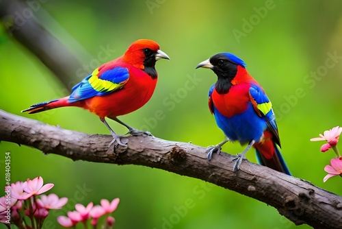 red and blue birds © SAJAWAL JUTT
