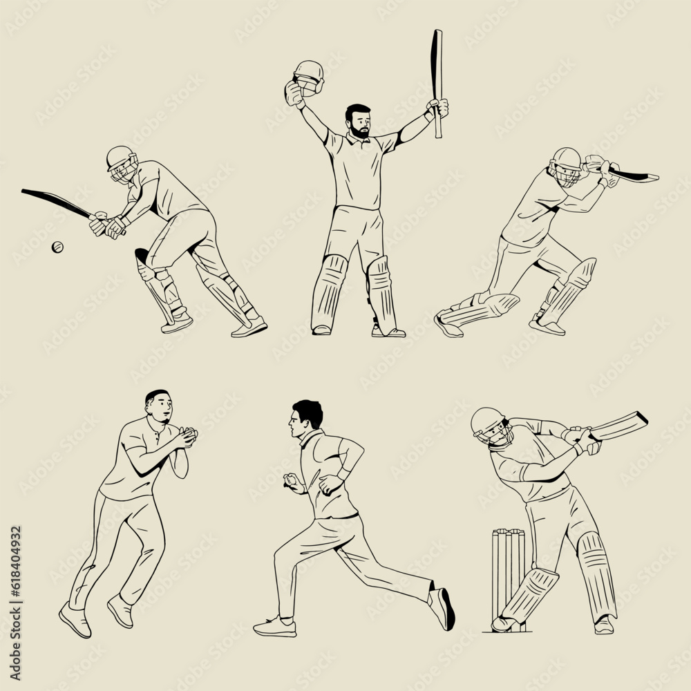 Best Cricket player hitting ball Illustration download in PNG & Vector  format