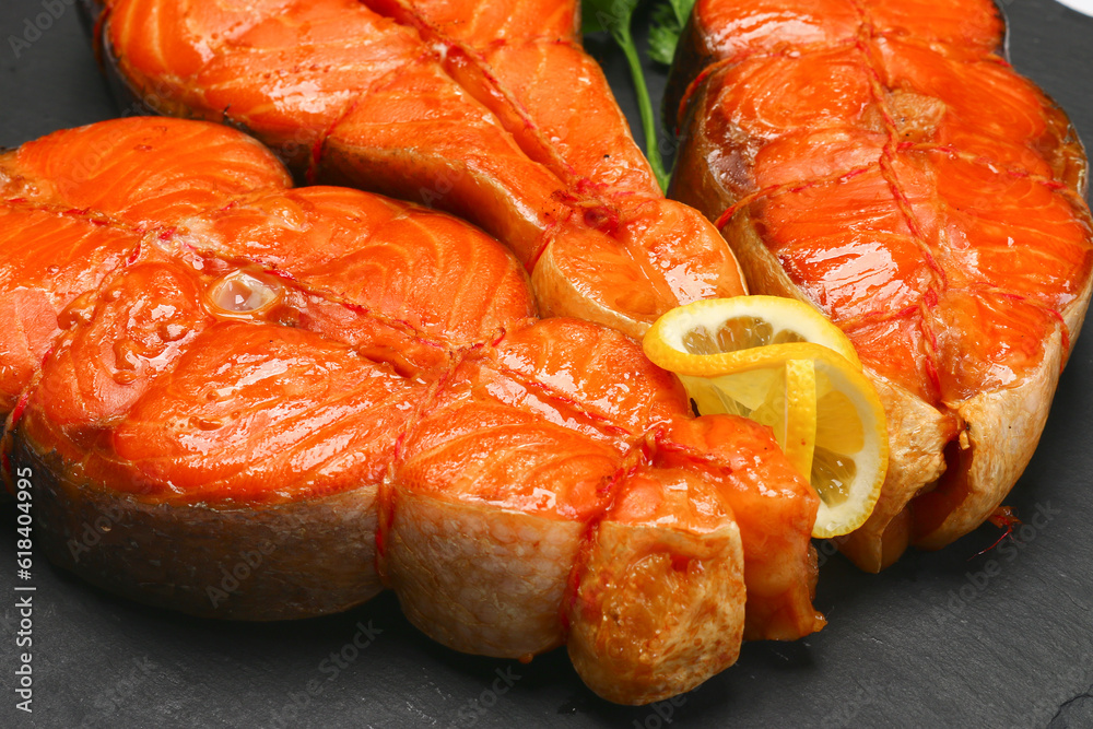 fresh salmon steak with lemon fresh salmon steak with lemon