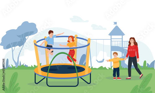 Trampoline Jumping Illustration