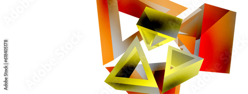 3d triangle abstract background. Basic shape technology or business concept composition. Trendy techno business template for wallpaper, banner, background or landing