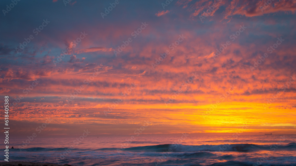 Colorful sunset above Indian Ocean