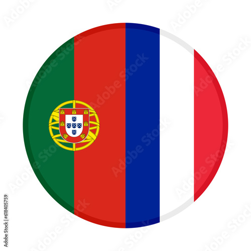 round icon of portugal and france flags. vector illustration isolated on white background