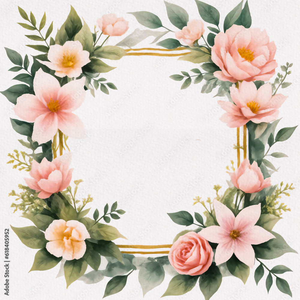 Watercolor Style Flower Frame