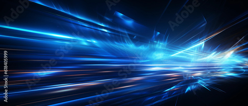 Vector Abstract, science, futuristic, energy technology concept. Digital image of light rays, stripes lines with blue light background