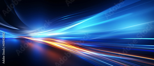 Vector Abstract, science, futuristic, energy technology concept. Digital image of light rays, stripes lines with blue light background