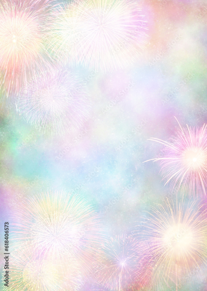 水彩風明るい花火