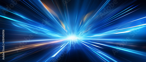 Vector Abstract, science, futuristic, energy technology concept. Digital image of light rays, stripes lines with blue light background