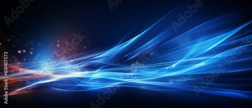 Vector Abstract, science, futuristic, energy technology concept. Digital image of light rays, stripes lines with blue light background