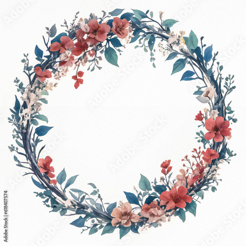 Wallpaper Mural Watercolor Style Flower Wreath Frame for Text Torontodigital.ca