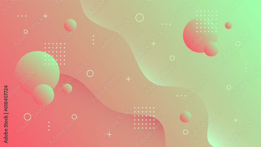 Modern Abstract Background with Motion Waves Retro Memphis and Red Green Gradient Color