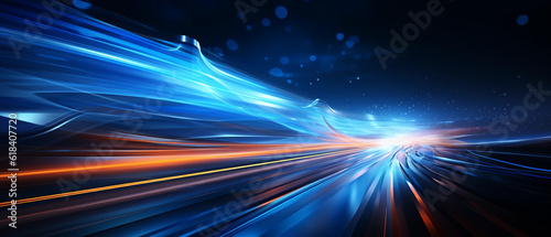 Vector Abstract, science, futuristic, energy technology concept. Digital image of light rays, stripes lines with blue light background