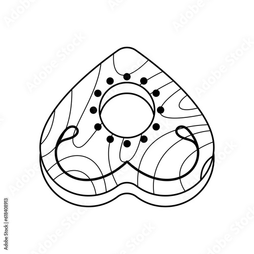 Ouija planchette icon. Cartoon illustration of a wooden planchette for spirit talking board isolated on a white background. Mediumship divination equipment. Vector 10 EPS.