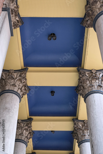 The colonnade of the Palace of Justice or Paleis van Justitie in dutch in the Frisian capital Leeuwarden in The Netherlands. The neoclassical building was build in 1851. photo