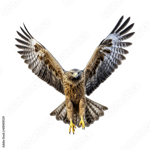 Hawk flying isolated