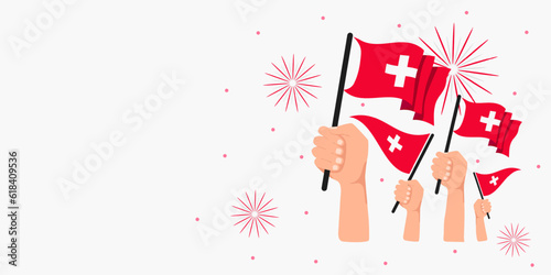 Switzerland 1st of August National Day. Banner Background Element Design, Swiss