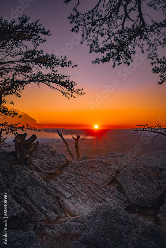 Mount Cheaha state park sunset; Pulpit rock