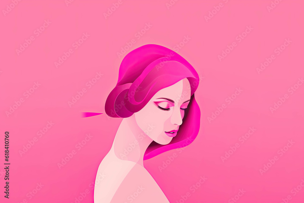 Breast cancer concept, minimal pink wallpaper. High quality illustration