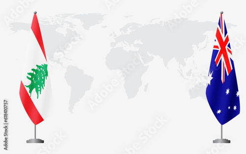 Lebanon and Australia flags for official meeting