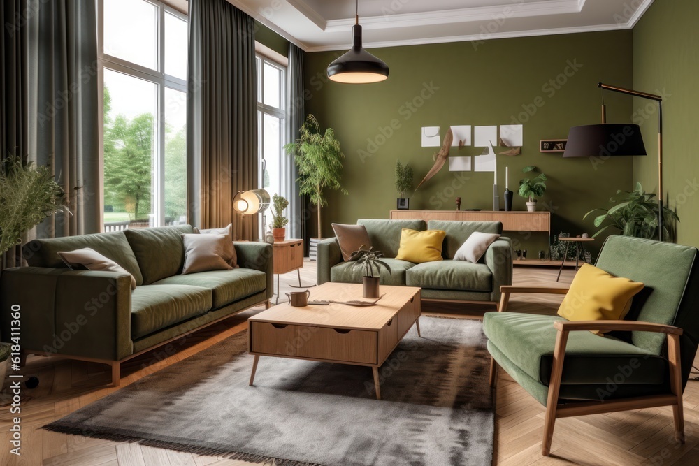 Stylish living room featuring a close-up of a sofa with rich textures, indoor plants, and elegant lighting Stylish living room featuring a close-up of a sofa with rich textures, indoor plants, and elegant lighting