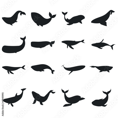 Whale icon vector set. Sperm whale illustration sign collection. Fish symbol. Ocean logo.