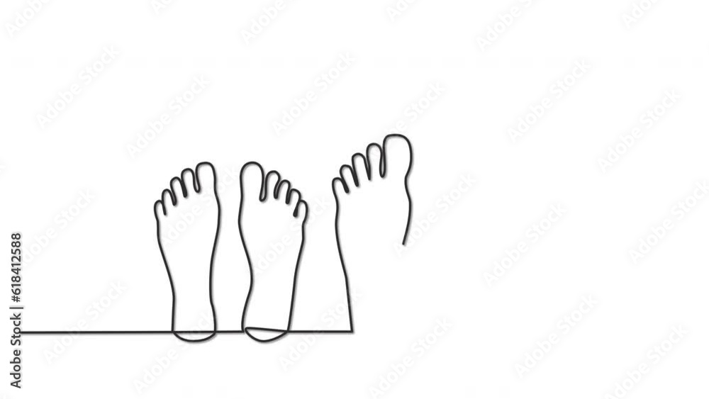 Bare feet, man, woman, male, female outline self drawing animation. Copy space. Couple, relationship concept. Pink color. Bare feet, man, woman, male, female outline self drawing animation. Copy space. Couple, relationship concept. Pink color.