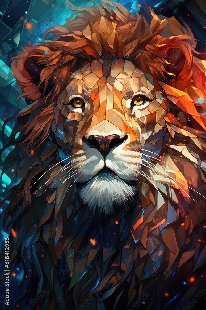 A close-up of a lion. (Illustration, Generative AI)