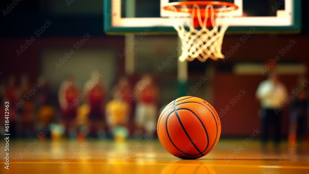 Regular season or Playoffs game concept. Basketball Scoring in basket.