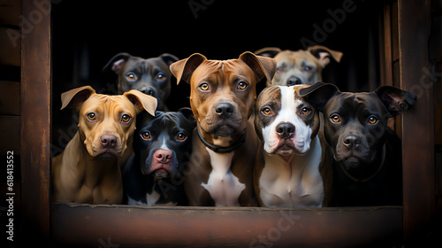 American Staffordshire Terrier Familie, Portrait, Generative AI