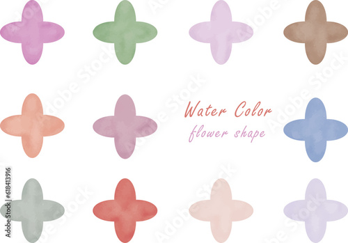 水彩の花形フレームセット