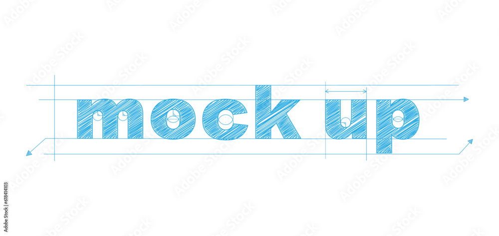 MOCK UP blue vector draft text banner