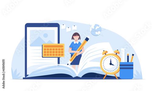 People reading or students studying and preparing for examination in Library.